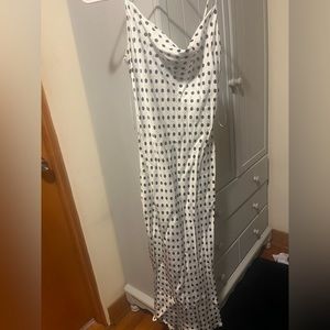 Zara black and white silk polka dot midi  dress